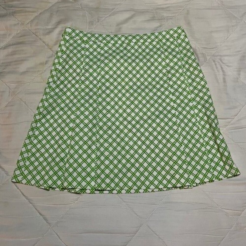 Tory Burch Sport Green White Pleated Golf Skirt sz Medium